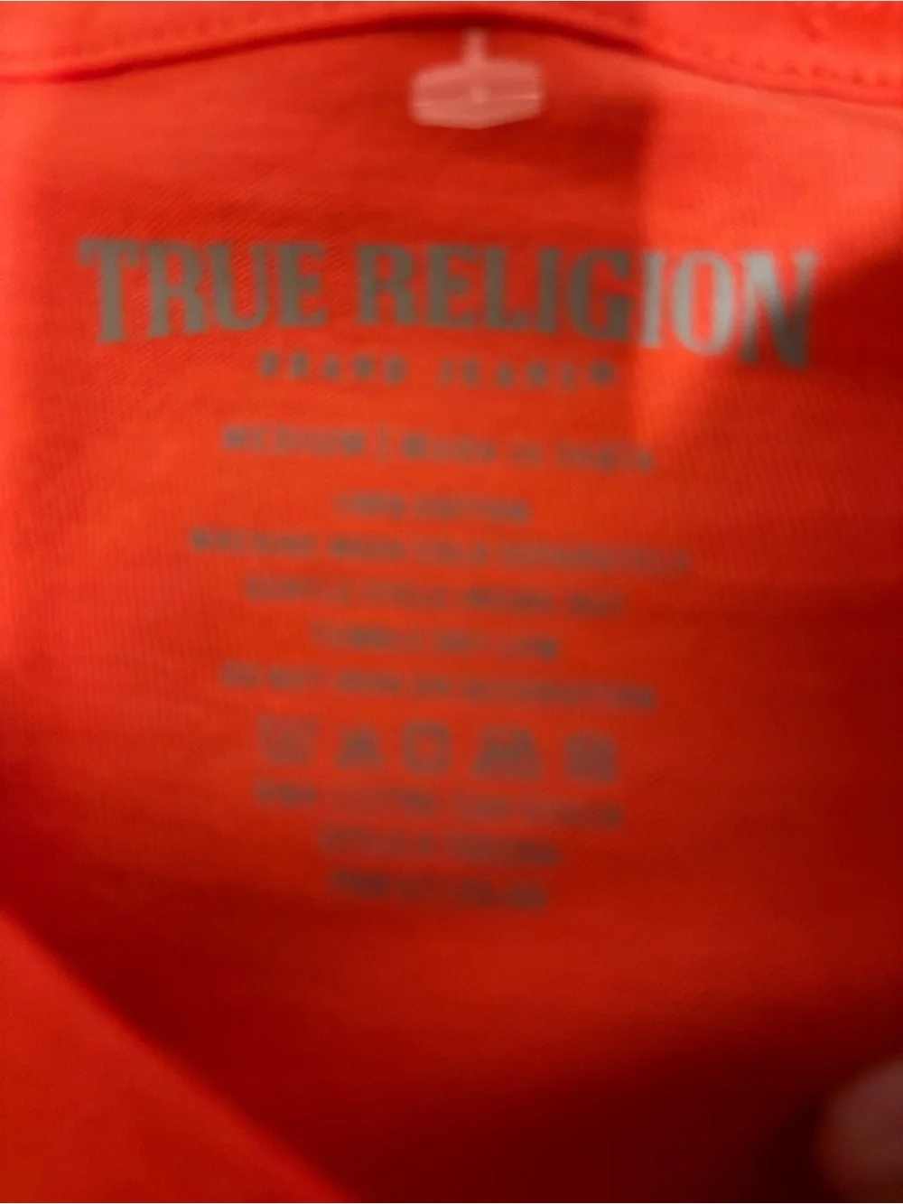 True Religion Red Tee with White Bold Logo